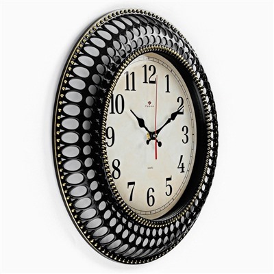Часы настенные, интерьерные "Классика", бесшумные, d-40 см, циферблат 25 см, черные