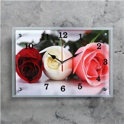 Часы настенные, серия: Цветы, "Три розы", 25х35  см