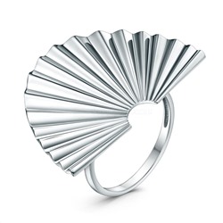 Кольцо из серебра родированное - Веер
