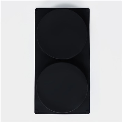Форма для выпечки Доляна «Бискотто», 42,5×23,5×3 см, 2 ячейки (d=20 см), цвет чёрный