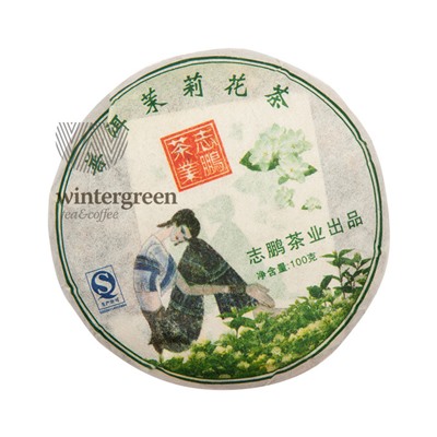 Чай китайский элитный шу пуэр Бин Ча с жасмином 92-100 гр. (блин), шт