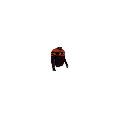 Шерстяной свитер с оранжевым рисунком - оленями - 120.9