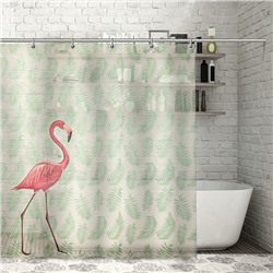 Штора для ванной 180×180 см "Тропический фламинго", EVA