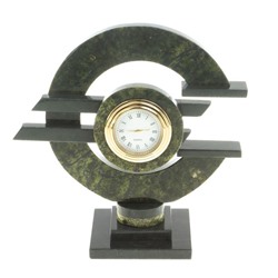 Настольные часы Евро, камень змеевик 14*13,5*6.5 см