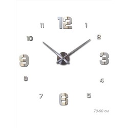 Часы аппликация 70-90 см / AL005S/2 /уп 50/серебро