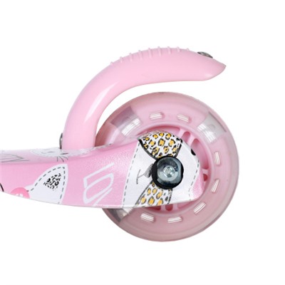 Самокат трехколесный для детей от 2-х лет Yeenot GT4105P52, нагрузка до 30кг, вес 1,8кг, светящиеся колёса PU 110мм, цвет розовый Котёнок БК/уп10