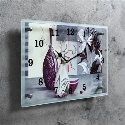 Часы настенные, серия: Интерьер, "Сиреневые вазы"25х35 см