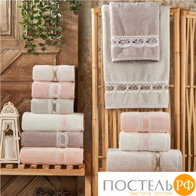 Полотенеце Карвен Elit 50*90 6шт.махра с кружевом H 7003 NATURELLA