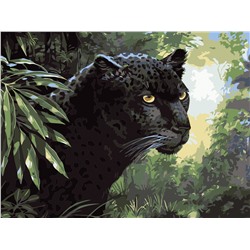 Картина по номерам на картоне Черная пантера 30х40