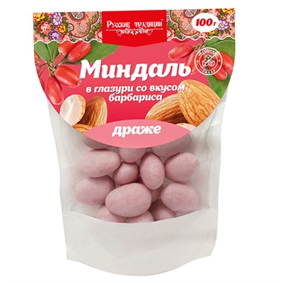 Драже "Миндаль в глазури со вкусом барбариса", 100г