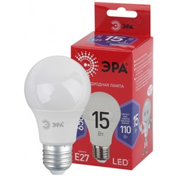 Лампа светодиодная ЭРА RED LINE LED A60-15W-865-E27 R Е27, 15Вт, груша, холодный дневной свет /1/10/100/