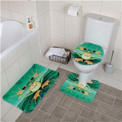 Набор ковриков для ванны и туалета 3 шт 37х42, 40х45, 45х75 см "Лягушонок"