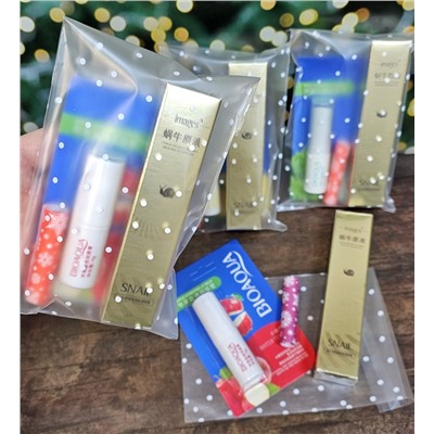 Подарочный набор Бальзам для губ + Крем для глаз с улиткой + Свиток с новогодним предсказанием