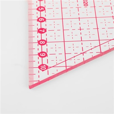 Линейка для квилтинга и пэчворка, 20 × 23 × 0,3 см, цвет прозрачный/розовый