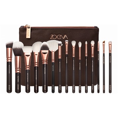 Набор кистей Zoeva в косметичке 15шт Rose Golden Complete Set