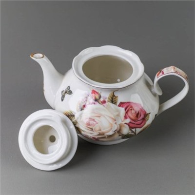 Чайник заварочный 800 мл / GF2-TP /уп 18/ Чайная роза костяной фарфор