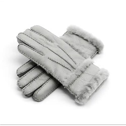8 размер Женские перчатки из натуральной овчины Серые