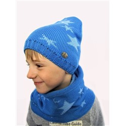 Комплект весна-осень для мальчика шапка+снуд Звезды Цвет (голубой/светло-голубые звезды), размер 50-52