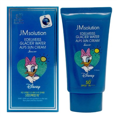 Jmsolution Охлаждающий солнцезащитный крем / Edelweiss Glacier Water Alps Moist Suncream Snow SPF50+/PA++++ Disney Daisy Duck, 50 мл