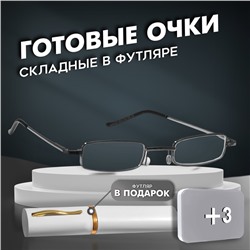 Готовые очки GA0127 классА в футляре (Цвет: C3 серебряный; диоптрия: +3; тонировка: Нет)