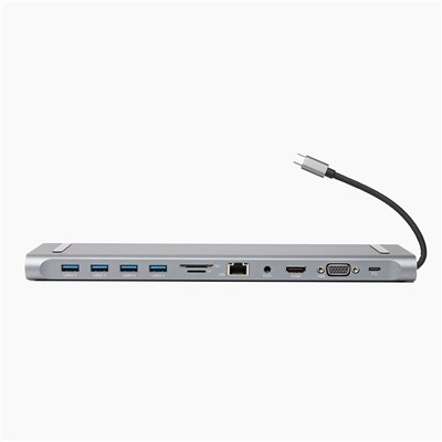Хаб USB Type-C - BYL-2003 (HDMI, VGA, USB-C, USBx4, SD/TF CardReader, Ethernet, Jack 3,5 мм,)