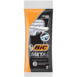 Бритвы мужские одноразовые 1 лезвие, BIC Metal 5шт