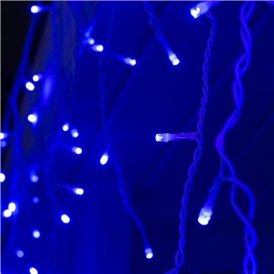 Гирлянда «Бахрома» 3 × 0.6 м, IP44, УМС, белая нить, 160 LED, свечение синее, 220 В