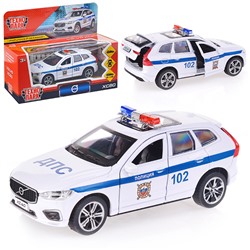 Технопарк. Модель "Volvo xc60 R-Design Полиция" металл 12 см, двер, баг, белый, арт.XC60-12POL-WH