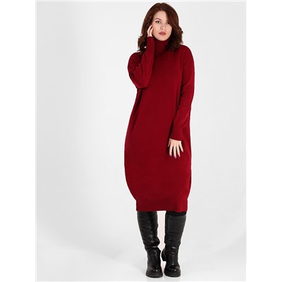 Платье-свитер бордового цвета женское