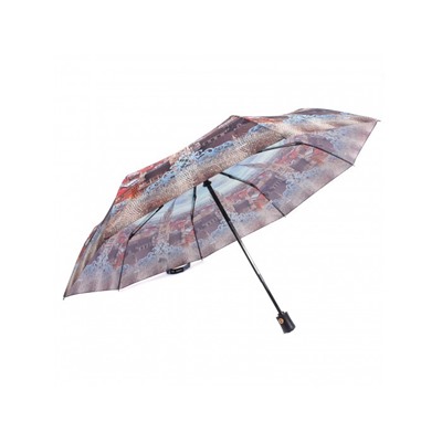 Зонт женский ТриСлона-883/L 3883 С,  R=55см,  суперавт;  8спиц,  3слож,  полиэстер,  голубой  (Лондон)  219255