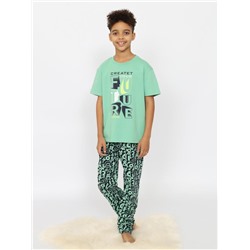 Пижама для мальчика (футболка, брюки) Зеленый