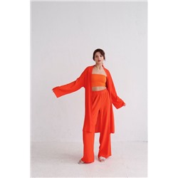 9421 Костюм из кимоно и брюк-палаццо красно-оранжевый (остаток: 42-44)