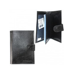 Обложка для авто+паспорт-Croco-ВП-1022 с хляст,  двойн стенка,  натуральная кожа черный матовый (3)  206877