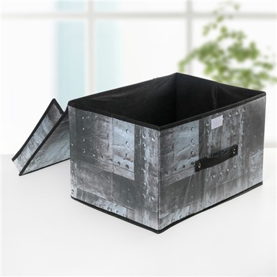 Короб для хранения с крышкой «Металлика», 40×31×25 см, цвет серый