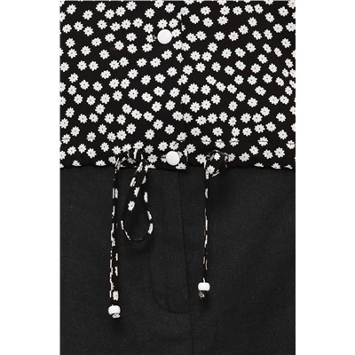 Укороченная чёрная блузка с принтом