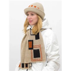 Комплект зимний женский шляпа+шарф Ариель (Цвет светло-бежевый), размер 54-56, шерсть 70%