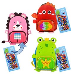 Рюкзак детский с пикселями для творчества, 2 лямки, полиэстер, силикон, 35х24х12см, 3 дизайна