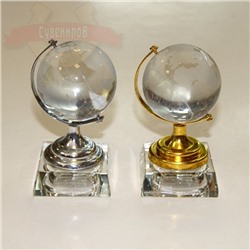 Сувенир Глобус стекло на подставке (серебро/золото) 11*6см