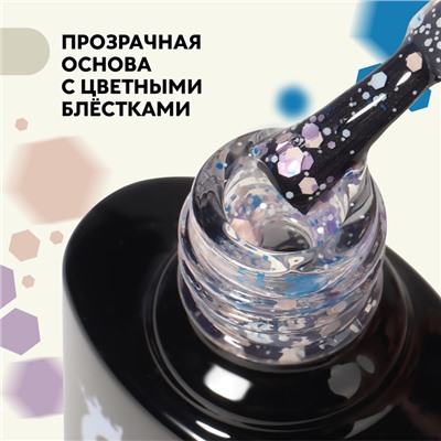 Гель лак для ногтей, «MILK GLITTER», 3-х фазный, 8мл, LED/UV, цвет прозрачный (02)