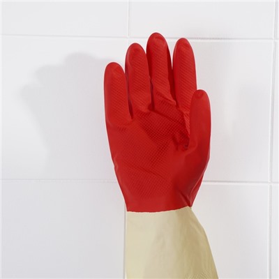 Перчатки хозяйственные плотные Доляна, латекс, размер S, 44 г, цвет красный