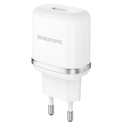 Адаптер Сетевой Borofone BA36A High QC3.0 USB 3A/18W (white)