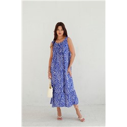 9413  Платье Мальдивы для пляжа и фотосъёмки сине-белое (остаток: 42-44)