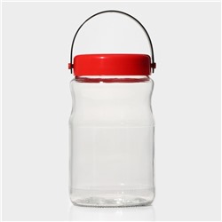 Банка стеклянная для сыпучих продуктов с пластиковой крышкой и ручкой «Макро», 1,7 л