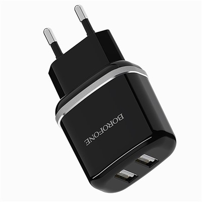 Адаптер Сетевой с кабелем Borofone BA25A Outstanding 2USB 2,4A/10W (USB/Micro USB) (black)