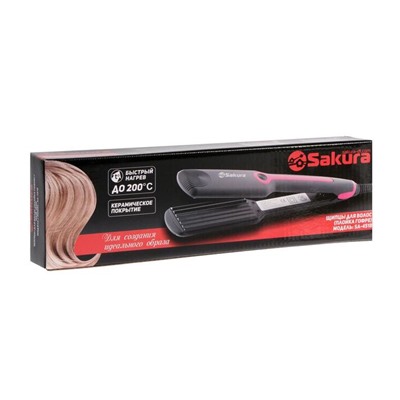 Щипцы-гофре Sakura SA-4518GR, 40 Вт, тефлоновое покрытие, 90х40 мм, 200˚С, зеленые