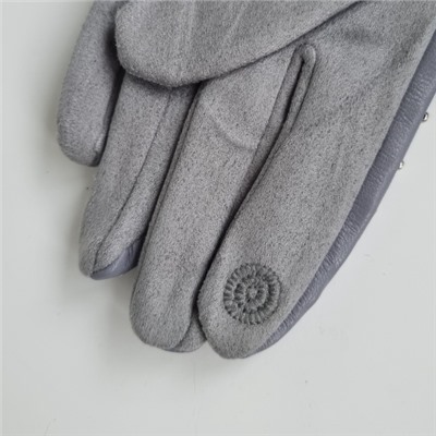 Перчатки женские, р-р 8, сенсорные, экокожа, искусственный замш, подкладка флис, цвет серый, арт.56.1197
