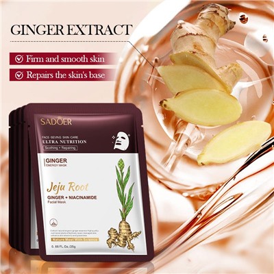 Тканевая маска для лица с экстрактом корня женьшеня Sadoer Jeju Root Facial Mask 1шт