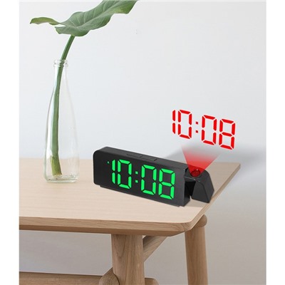 Часы настольные электронные с проекцией: будильник, термометр, календарь, 19.6 х 6.5 см