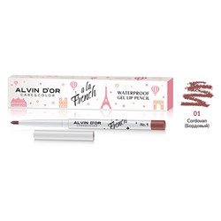 Alvin D`or  A LA FRENCH ALF-23 Карандаш для губ Waterproof gel lip pencil тон 01 cordovan бордовый