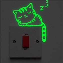 Наклейка светящаяся на выключатель "Котик" комплект 2шт (2541)